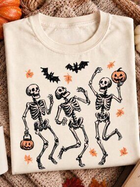 Dancing Skeleton Shirt, Halloween Pumpkin Tee